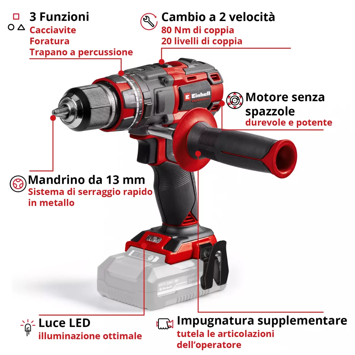 TRAPANO AVVITATORE TP-CD 18/80Li SOL - immagine 2